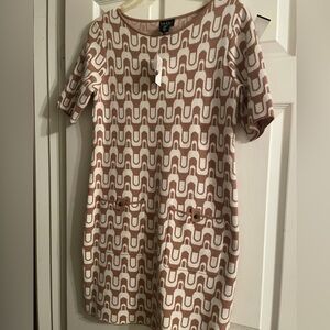 New sweater dress Brown and White Geometric Dress